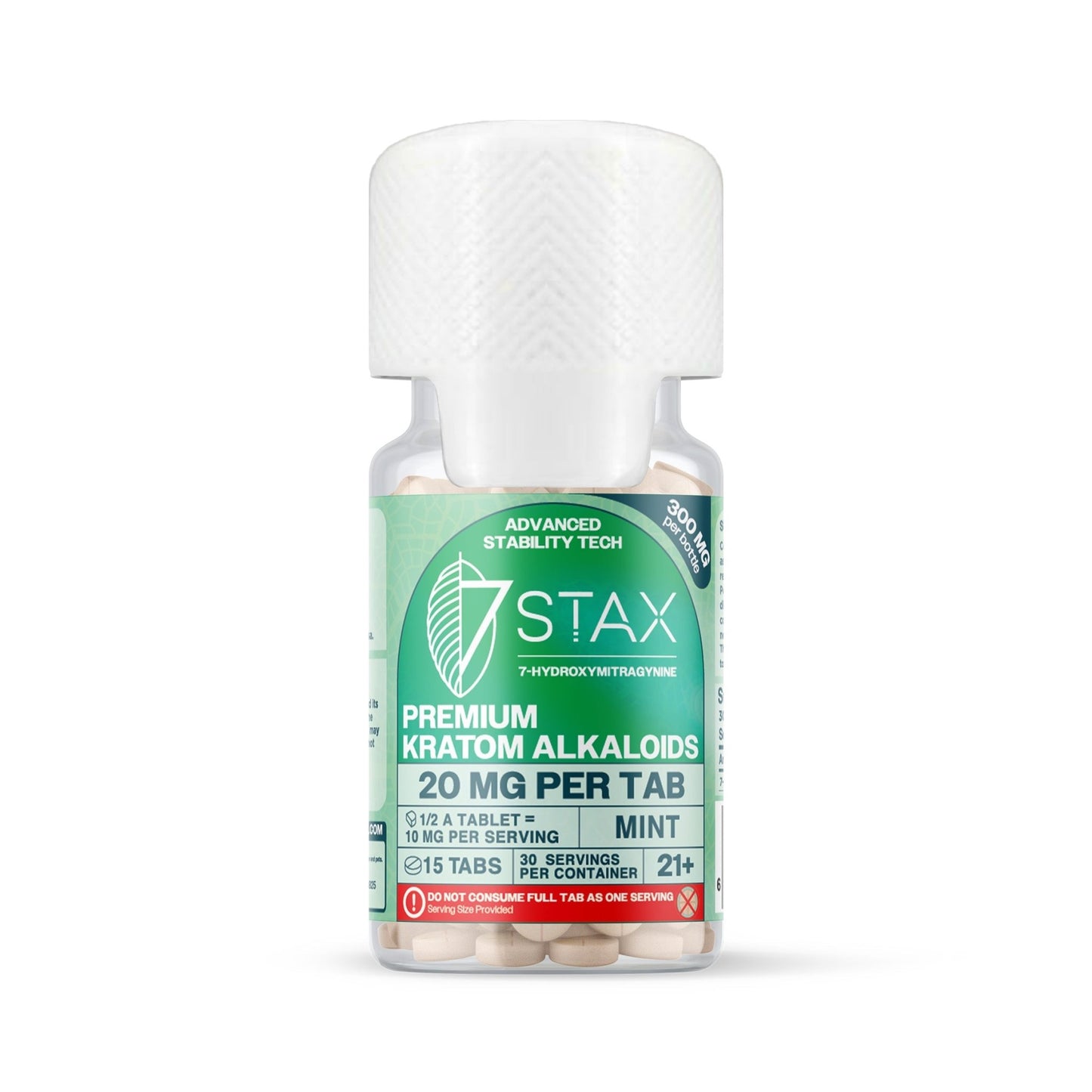 7Stax Premium Advances Kratom Alkaloid 300mg 7 hydroxymitragynine tablets - 15 Count - Mint Flavor