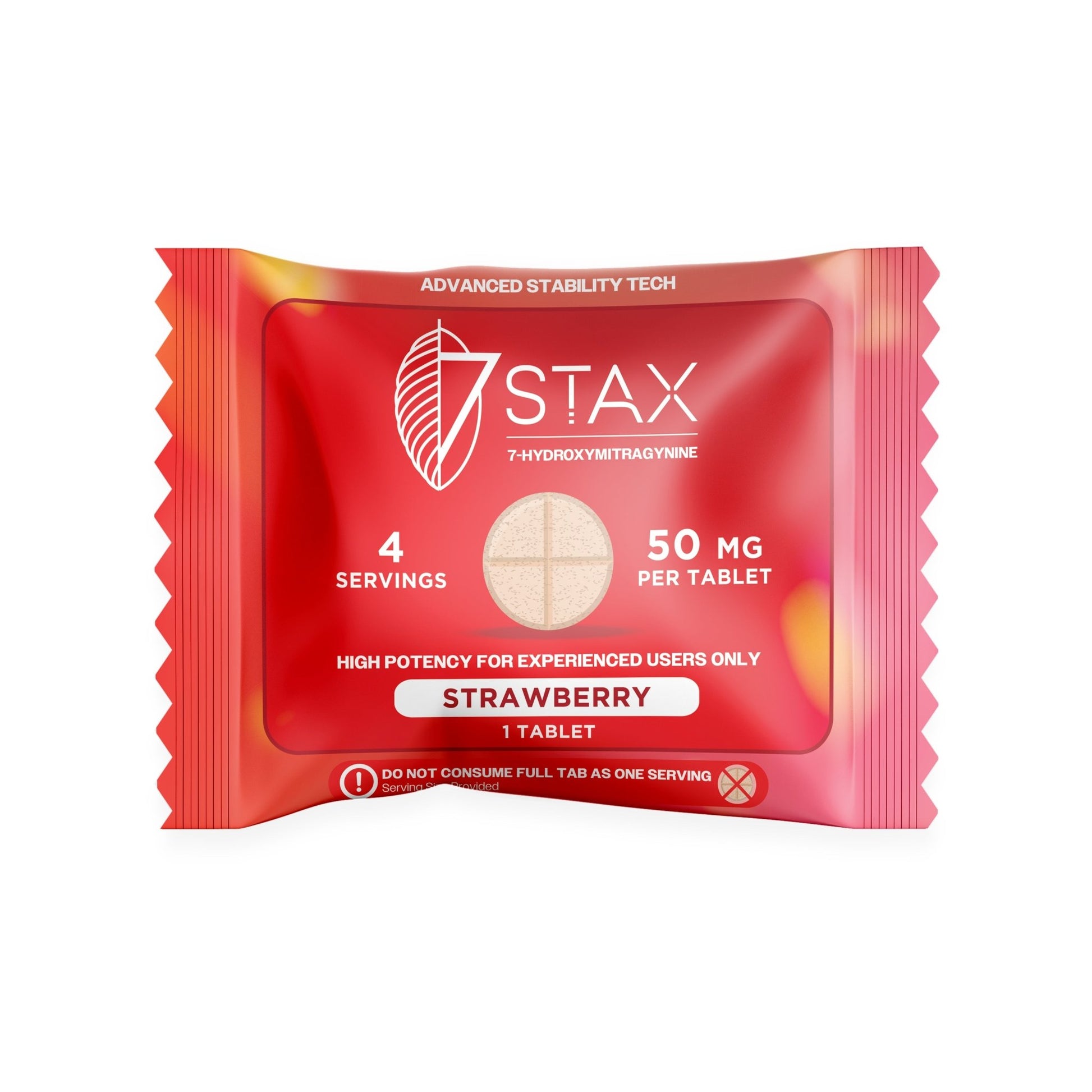 7Stax Premium Advances Kratom Alkaloid 50mg 7 hydroxymitragynine tablets - 1 Count - Strawberry Flavor