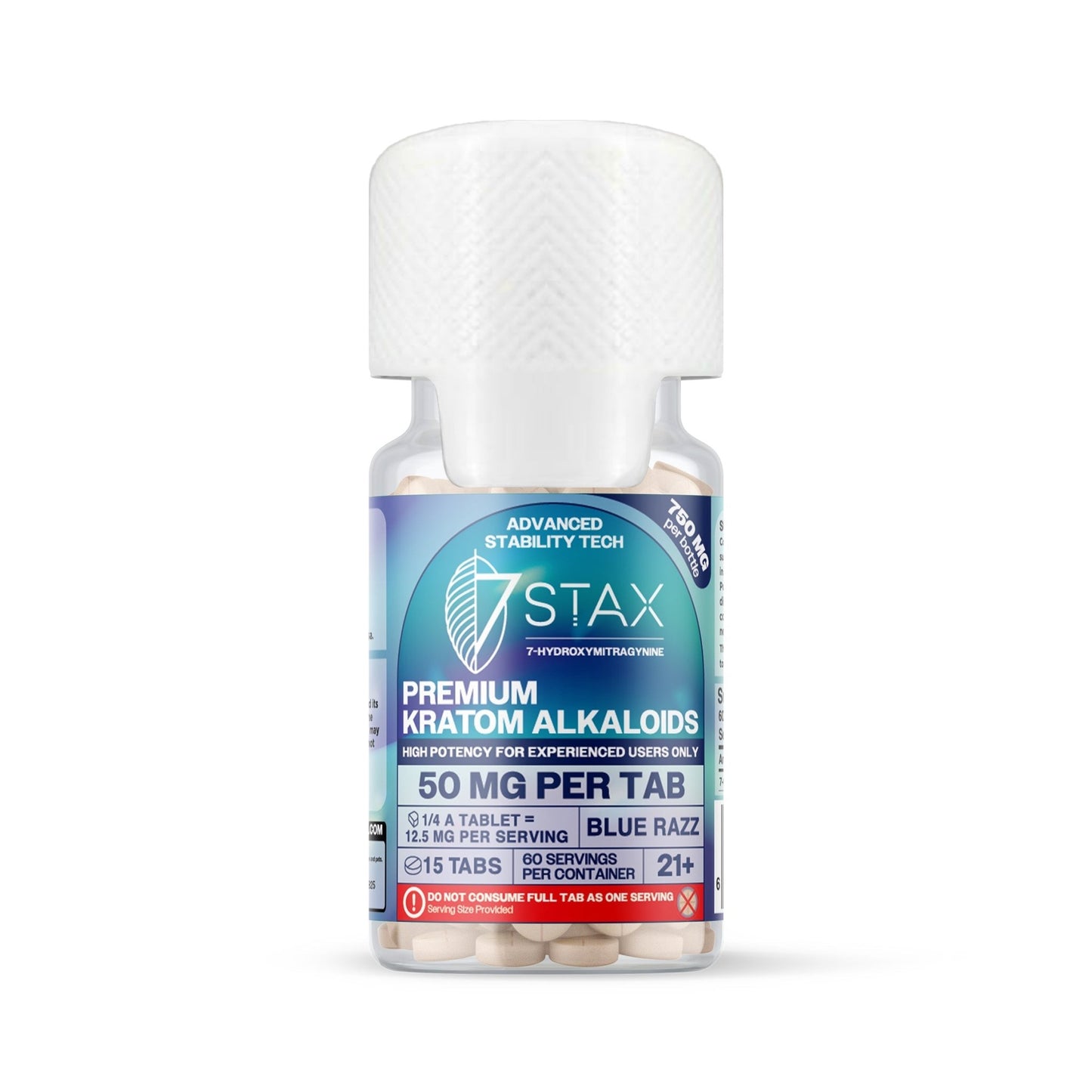 7Stax Premium Advances Kratom Alkaloid 450mg 7 hydroxymitragynine tablets - 15 Count - Blue Razz Flavor