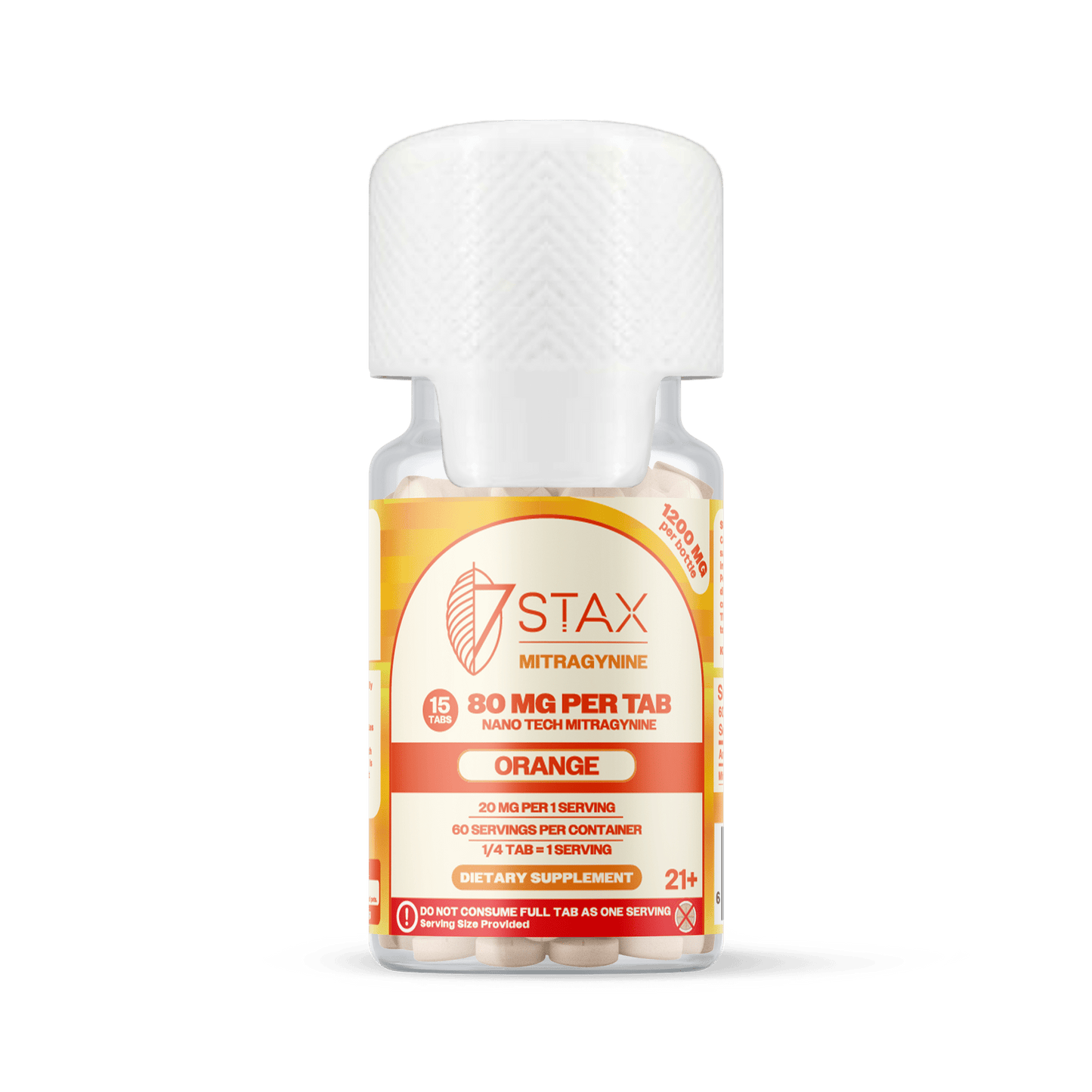 Nano Tech Mitragynine Tablets (1200mg - 15 Count) - Orange - 7Stax