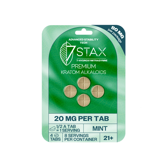Premium 7 - OH Kratom Alkaloid Tablets (80mg - 4 Count) - Mint - 7Stax