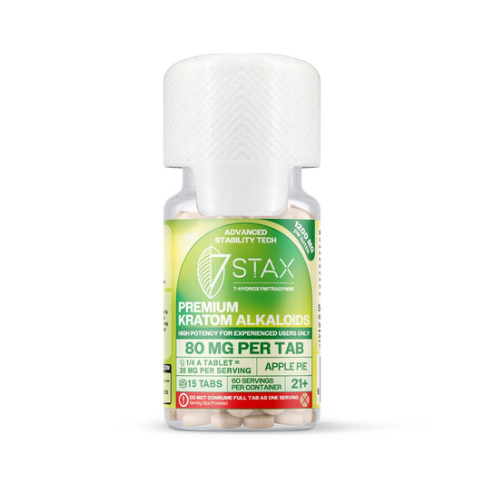 7Stax Premium Advances Kratom Alkaloid 1200mg 7 hydroxymitragynine tablets - 15 Count - Apple Pie Flavor