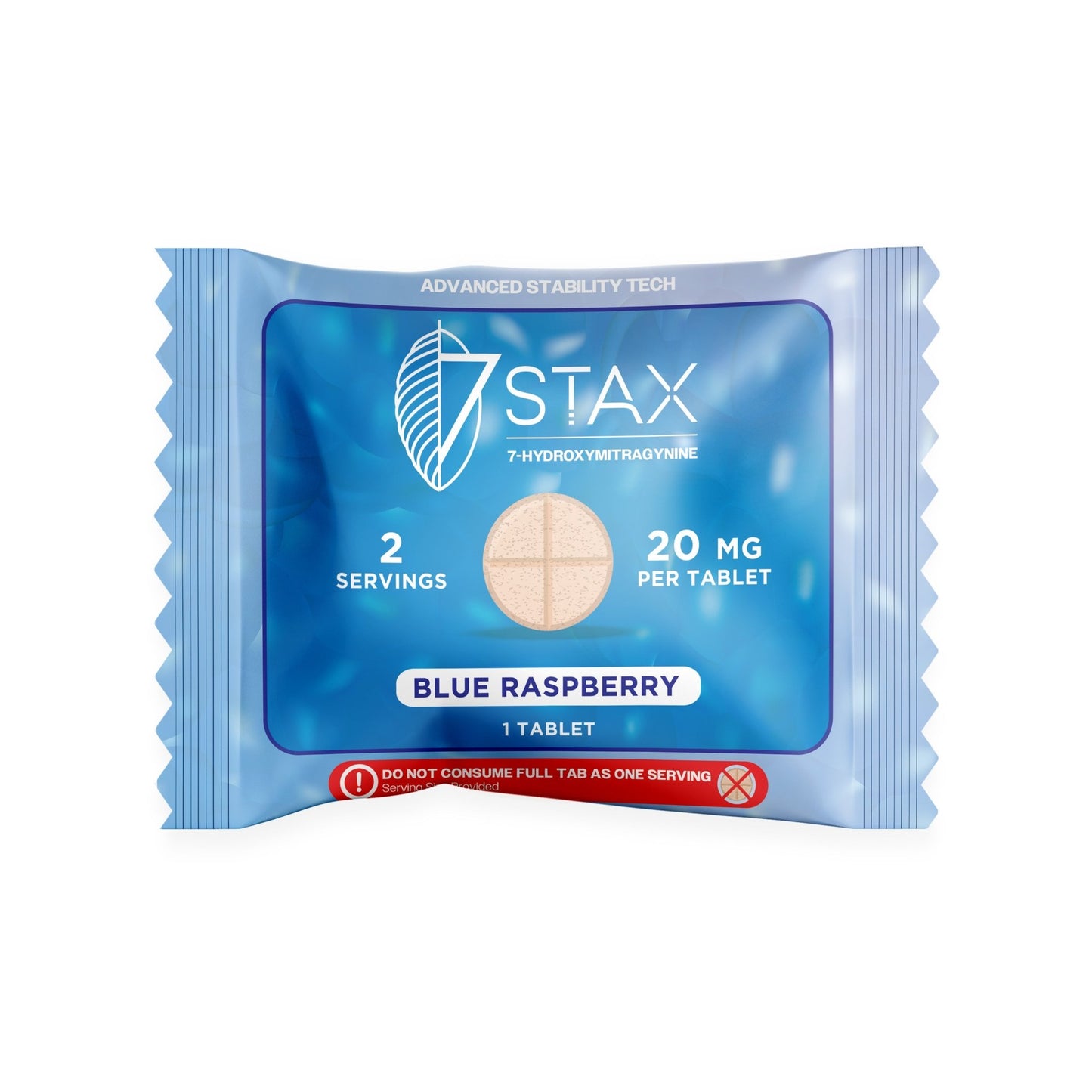 7Stax Premium Advances Kratom Alkaloid 20mg 7 hydroxymitragynine tablets - 1 Count - Blue Raspberry Flavor