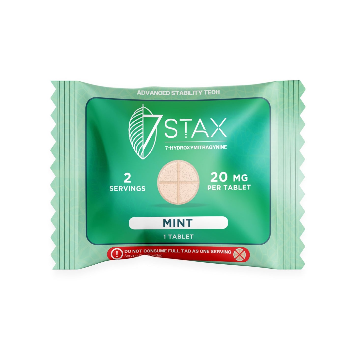 7Stax Premium Advances Kratom Alkaloid 20mg 7 hydroxymitragynine tablets - 1 Count - Mint Flavor