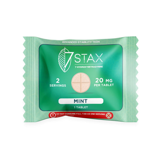 7Stax Premium Advances Kratom Alkaloid 20mg 7 hydroxymitragynine tablets - 1 Count - Mint Flavor