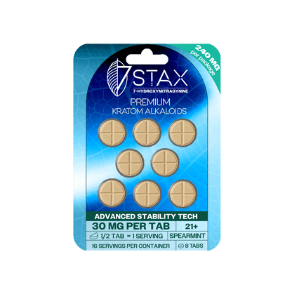 7Stax Premium Advances Kratom Alkaloid 240mg 7 hydroxymitragynine tablets - 8 Count - Spearmint Flavor