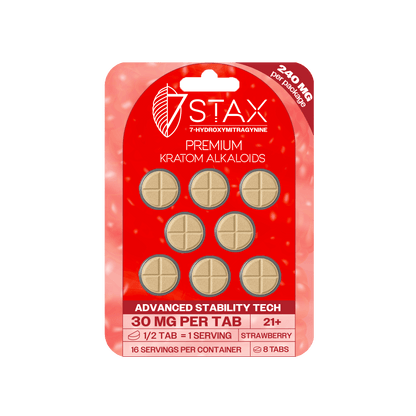 7Stax Premium Advances Kratom Alkaloid 240mg 7 hydroxymitragynine tablets - 8 Count - Strawberry Flavor