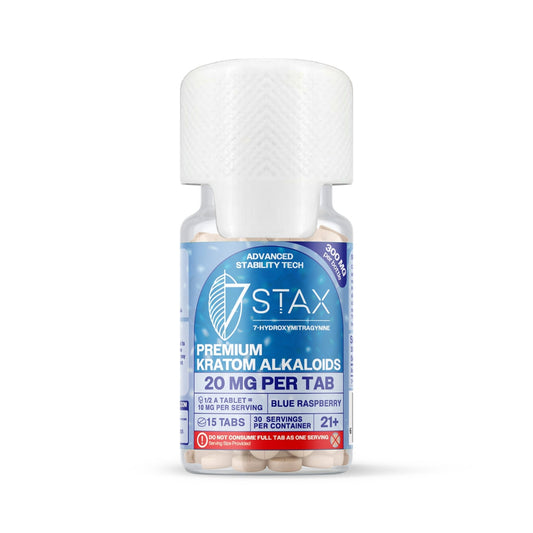 7Stax Premium Advances Kratom Alkaloid 300mg 7 hydroxymitragynine tablets - 15 Count - Blue Raspberry Flavor