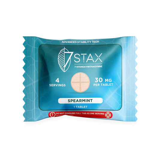 7Stax Premium Advances Kratom Alkaloid 30mg 7 hydroxymitragynine tablets - 1 Count - Spearmint Flavor