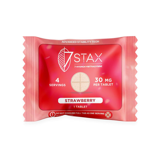 7Stax Premium Advances Kratom Alkaloid 30mg 7 hydroxymitragynine tablets - 1 Count - Strawberry Flavor