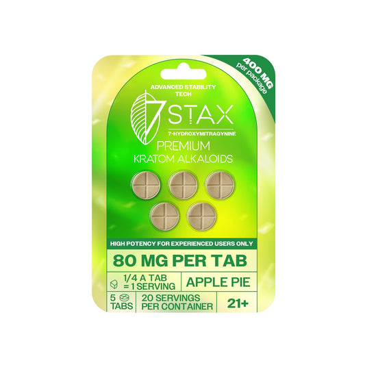 7Stax Premium Advances Kratom Alkaloid 400mg 7 hydroxymitragynine tablets - 5 Count - Apple Pie Flavor