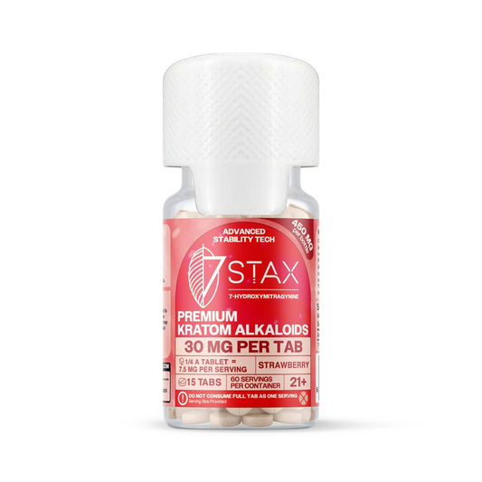 7Stax Premium Advances Kratom Alkaloid 450mg 7 hydroxymitragynine tablets - 15 Count - Strawberry Flavor