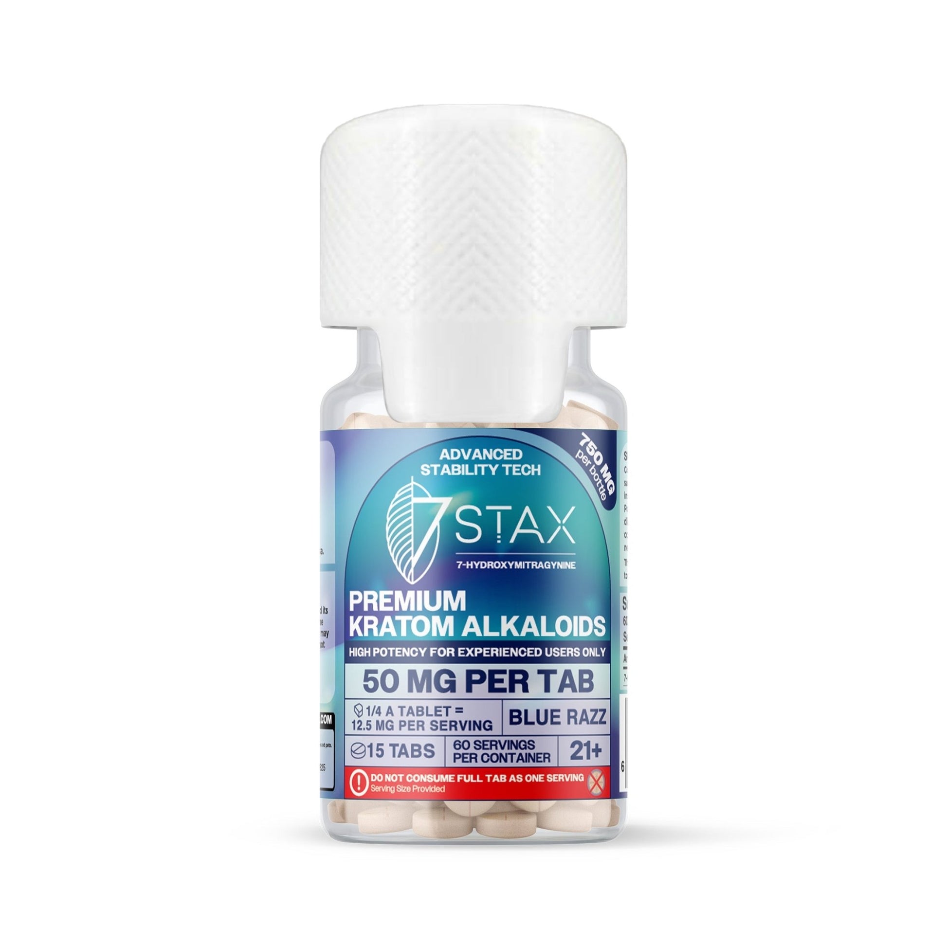 7Stax Premium Advances Kratom Alkaloid 450mg 7 hydroxymitragynine tablets - 15 Count - Blue Razz Flavor