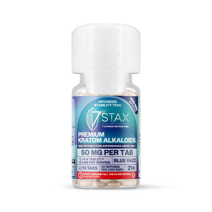 7Stax Premium Advances Kratom Alkaloid 450mg 7 hydroxymitragynine tablets - 15 Count - Blue Razz Flavor