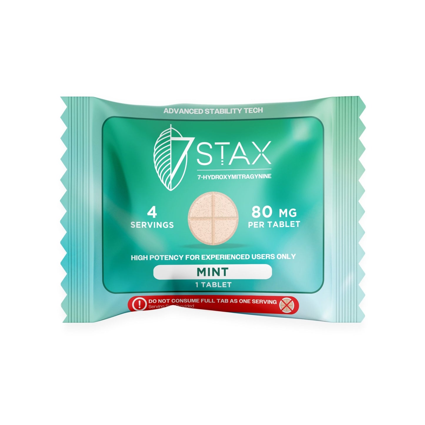 7Stax Premium Advances Kratom Alkaloid 80mg 7 hydroxymitragynine tablets - 1 Count - Mint Flavor