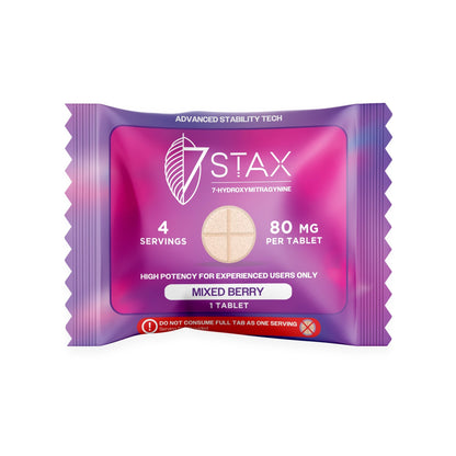 7Stax Premium Advances Kratom Alkaloid 80mg 7 hydroxymitragynine tablets - 1 Count - Wild Berry Flavor