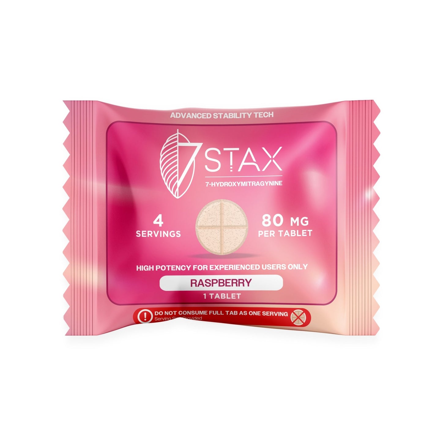7Stax Premium Advances Kratom Alkaloid 80mg 7 hydroxymitragynine tablets - 1 Count - Raspberry Flavor