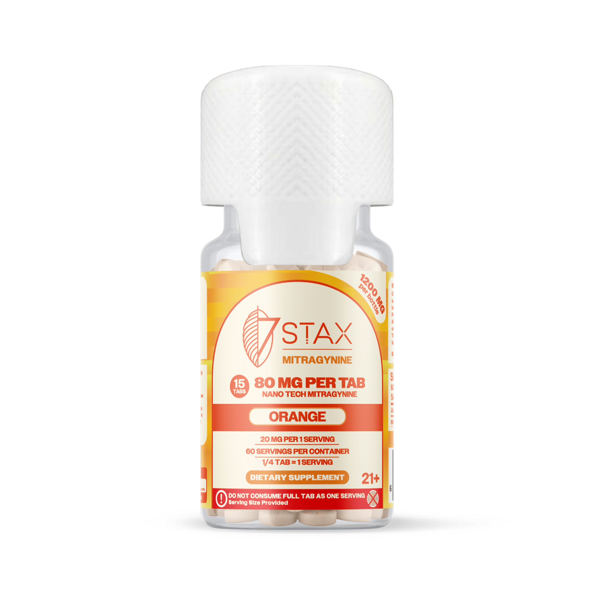 Nano Tech Mitragynine Tablets (1200mg - 15 Count) - Orange - 7Stax