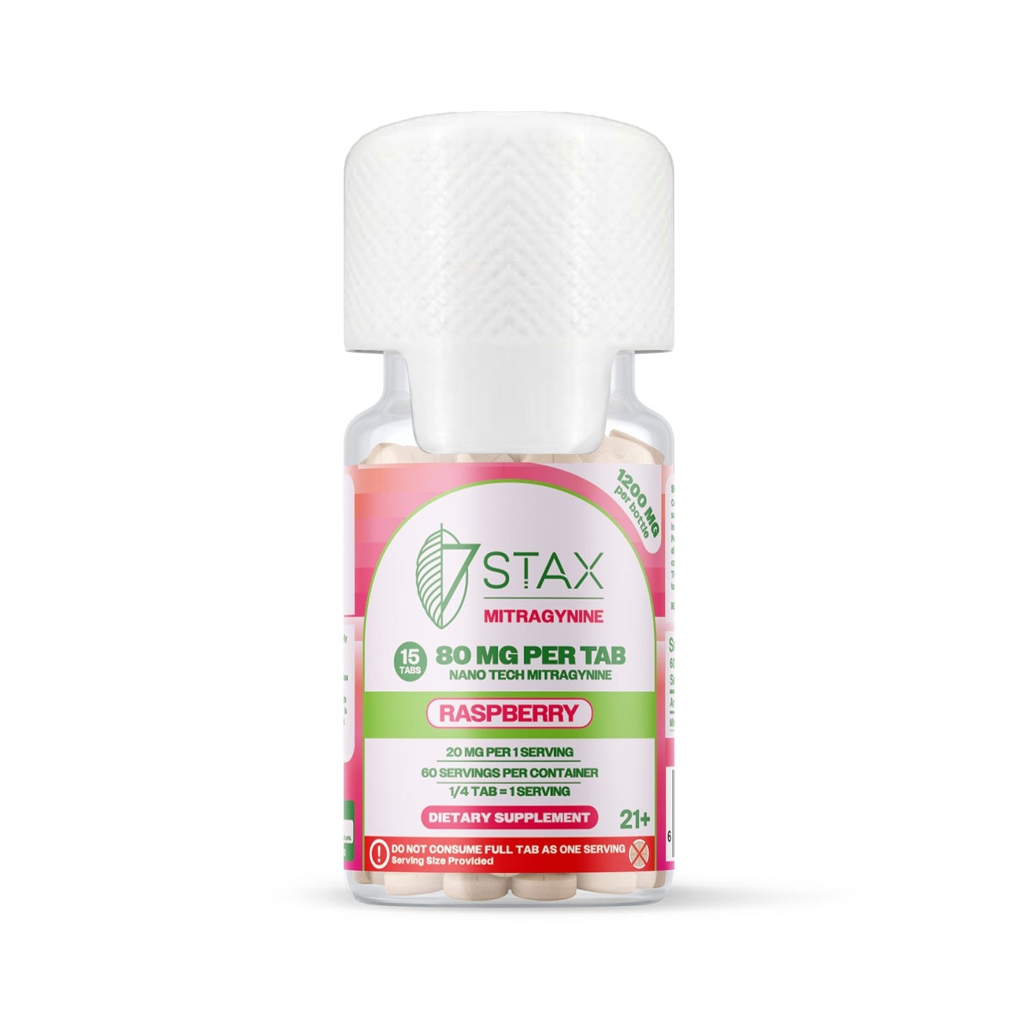 Nano Tech Mitragynine Tablets (1200mg - 15 Count) - Raspberry - 7Stax