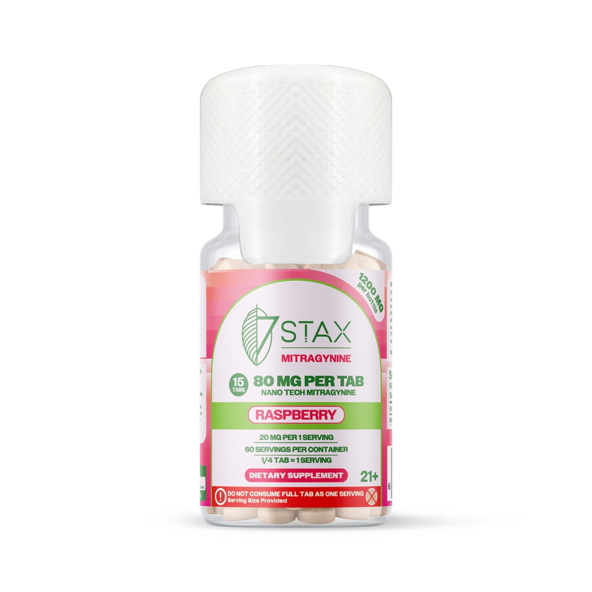 Nano Tech Mitragynine Tablets (1200mg - 15 Count) - Raspberry - 7Stax