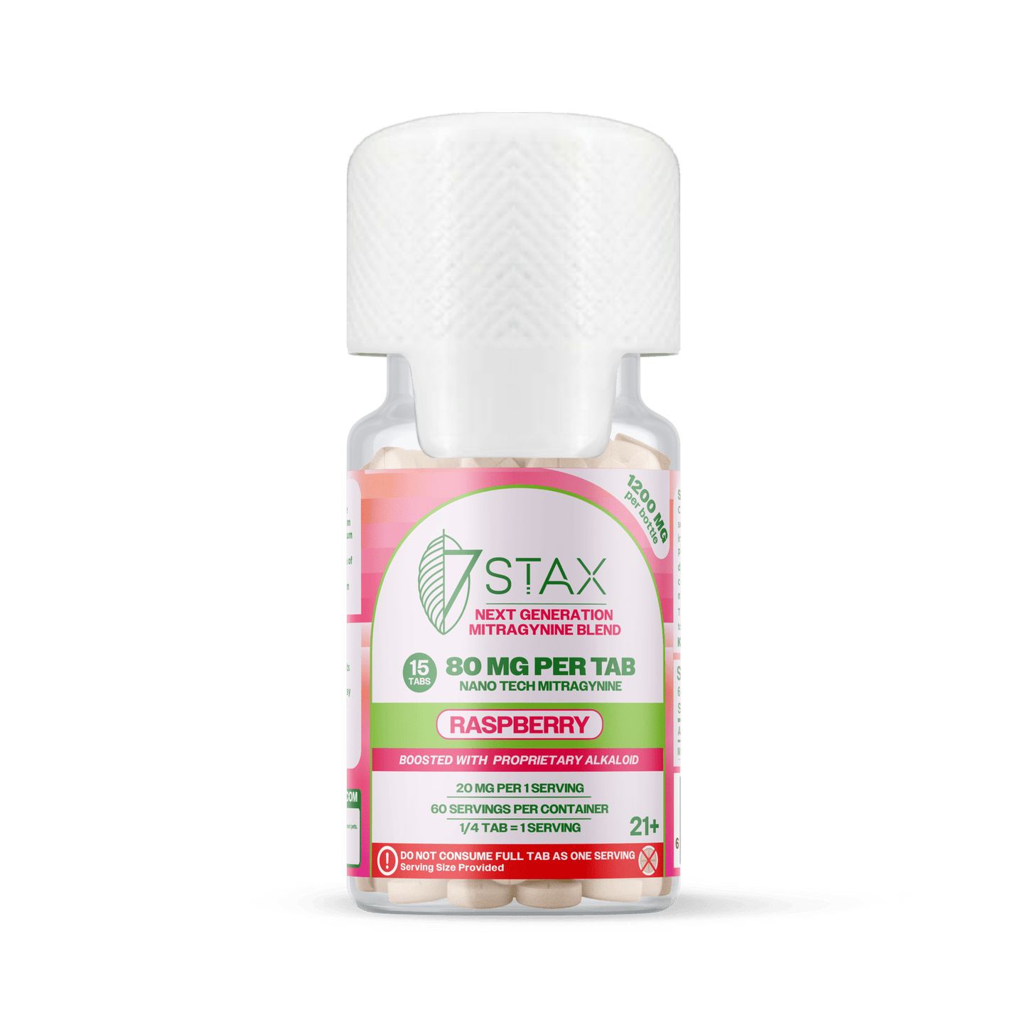 Nano Tech Mitragynine Tablets (1200mg - 15 Count) - Raspberry - 7Stax