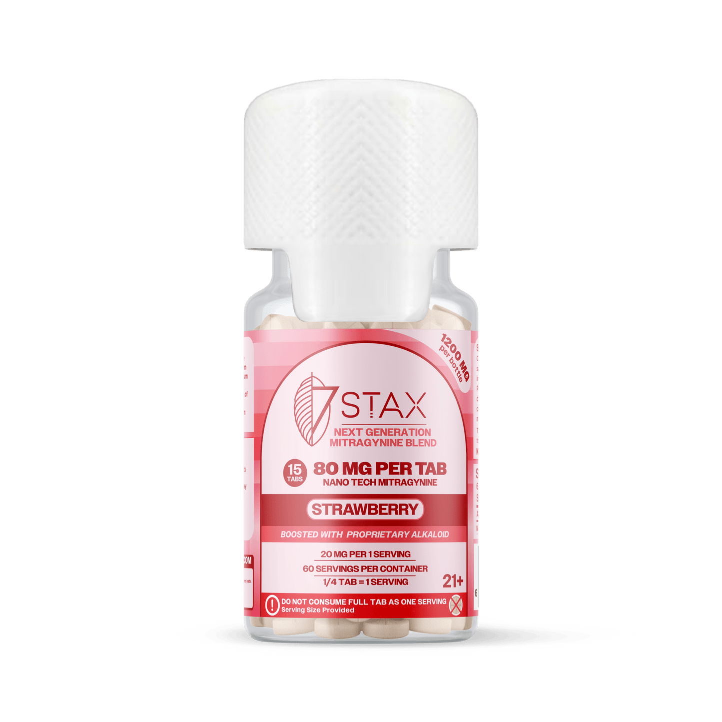 Nano Tech Mitragynine Tablets (1200mg - 15 Count) - Strawberry - 7Stax
