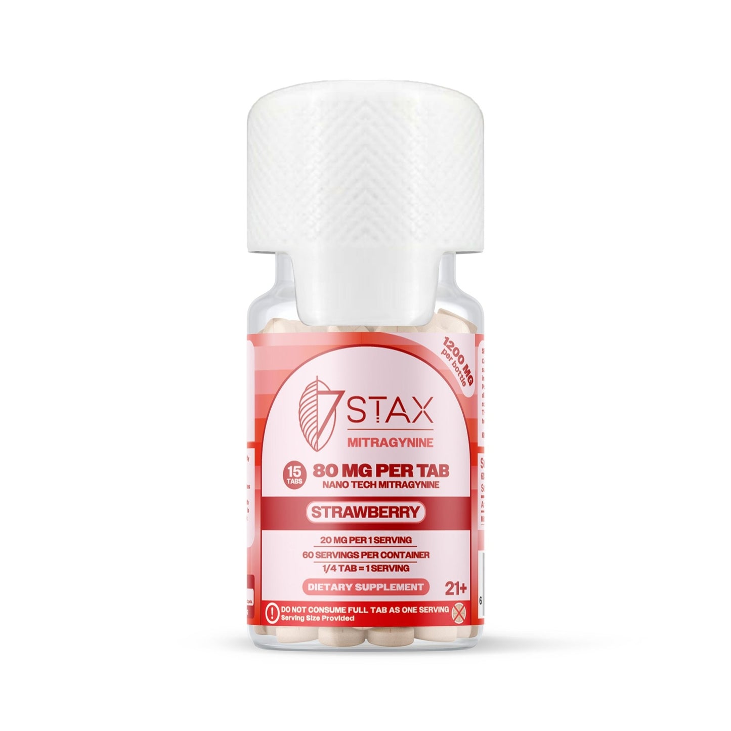 Nano Tech Mitragynine Tablets (1200mg - 15 Count) - Strawberry - 7Stax