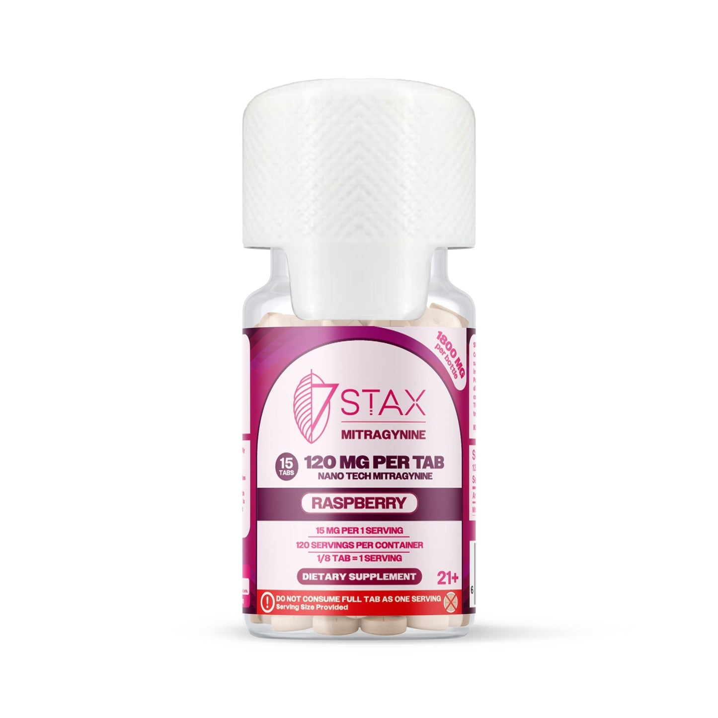 Nano Tech Mitragynine Tablets (1800mg - 15 Count) - Raspberry - 7Stax