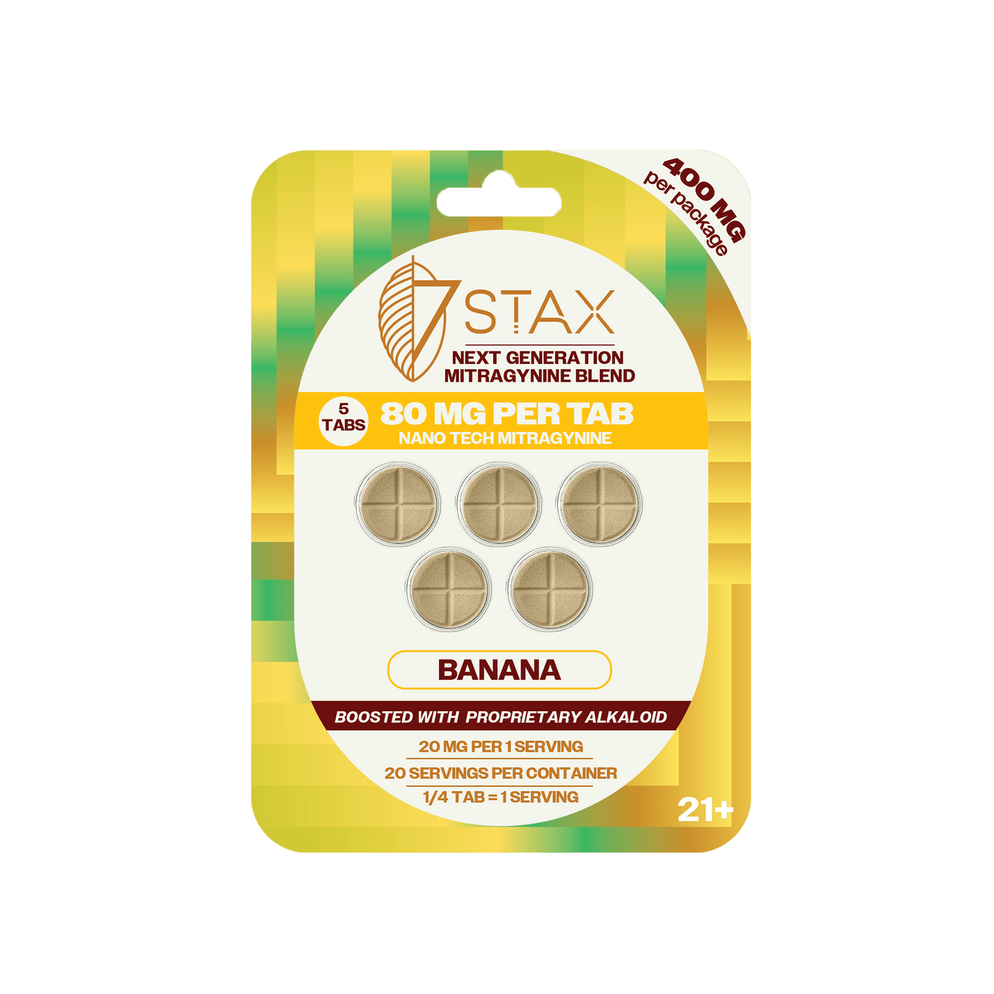 Nano Tech Mitragynine Tablets (400mg - 5 Count) - Banana - 7Stax