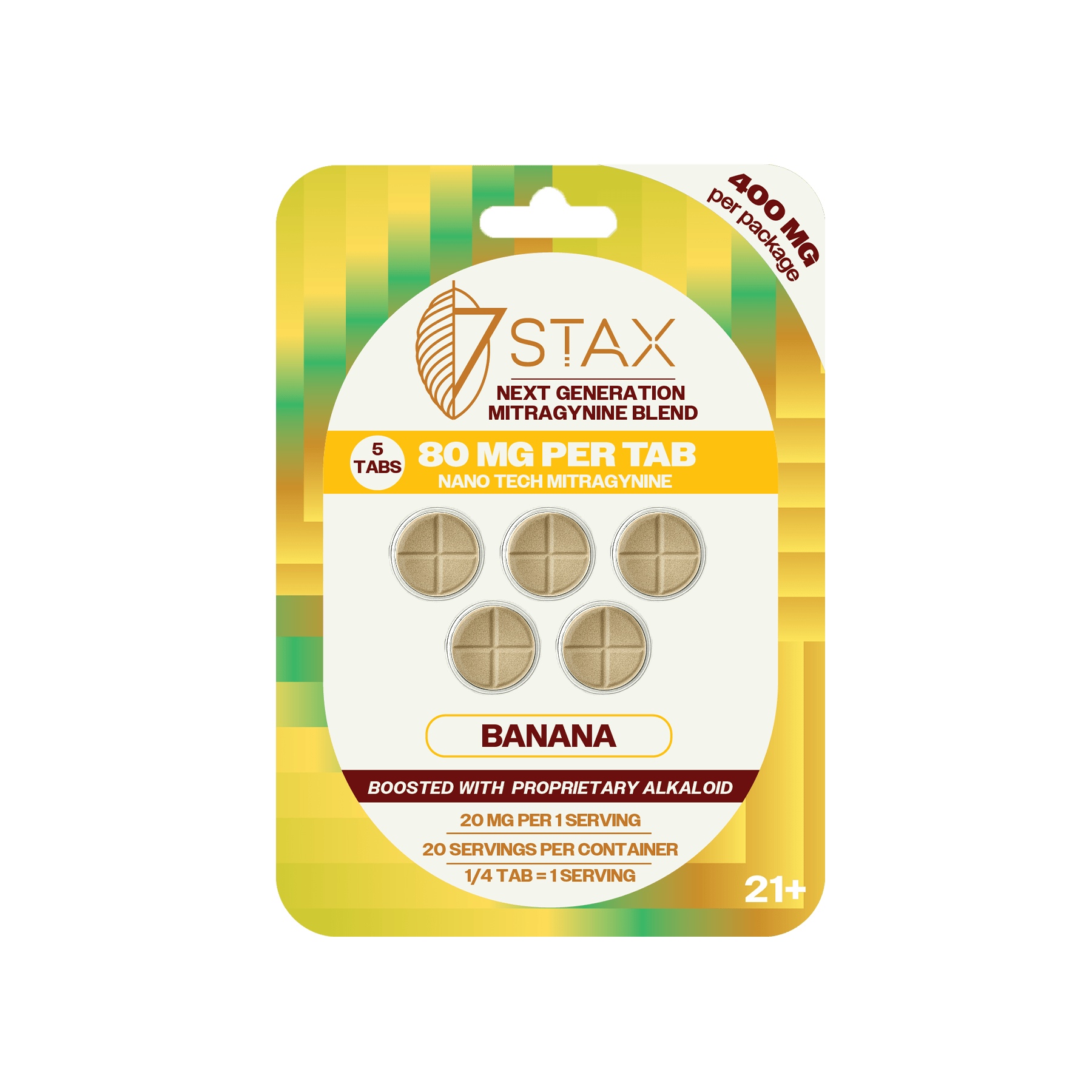 Nano Tech Mitragynine Tablets (400mg - 5 Count) - Banana - 7Stax