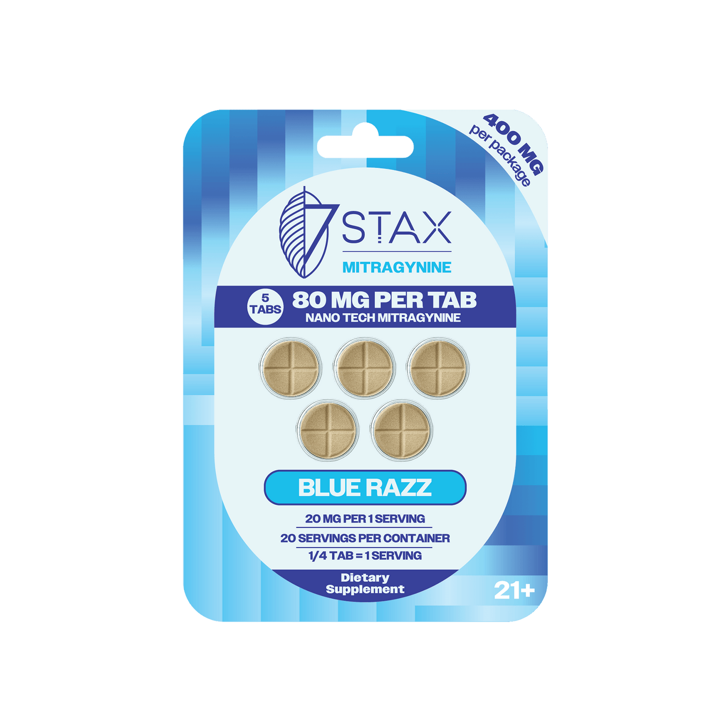 Nano Tech Mitragynine Tablets (400mg - 5 Count) - Blue Razz - 7Stax