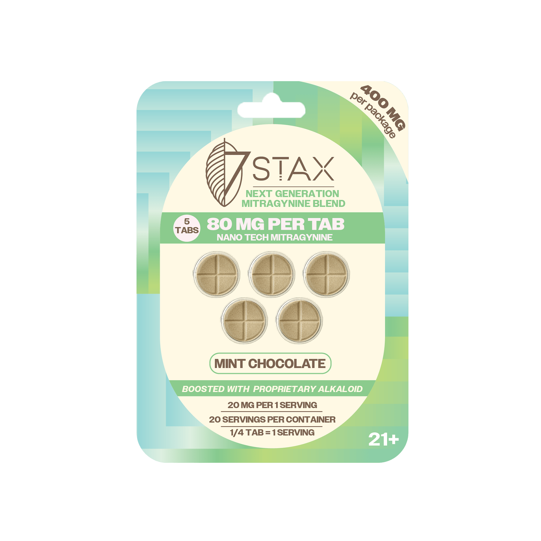Nano Tech Mitragynine Tablets (400mg - 5 Count) - Mint Chocolate - 7Stax