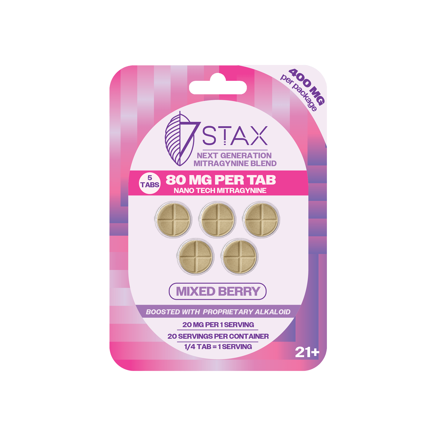 Nano Tech Mitragynine Tablets (400mg - 5 Count) - Mixed Berry - 7Stax