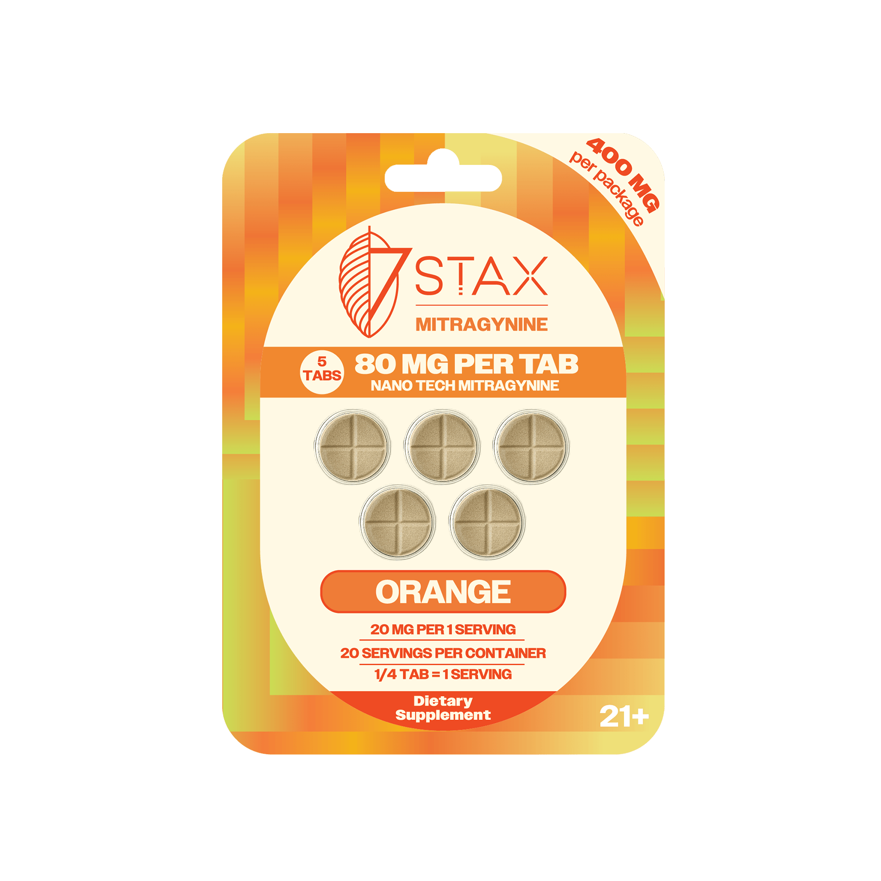 Nano Tech Mitragynine Tablets (400mg - 5 Count) - Orange - 7Stax