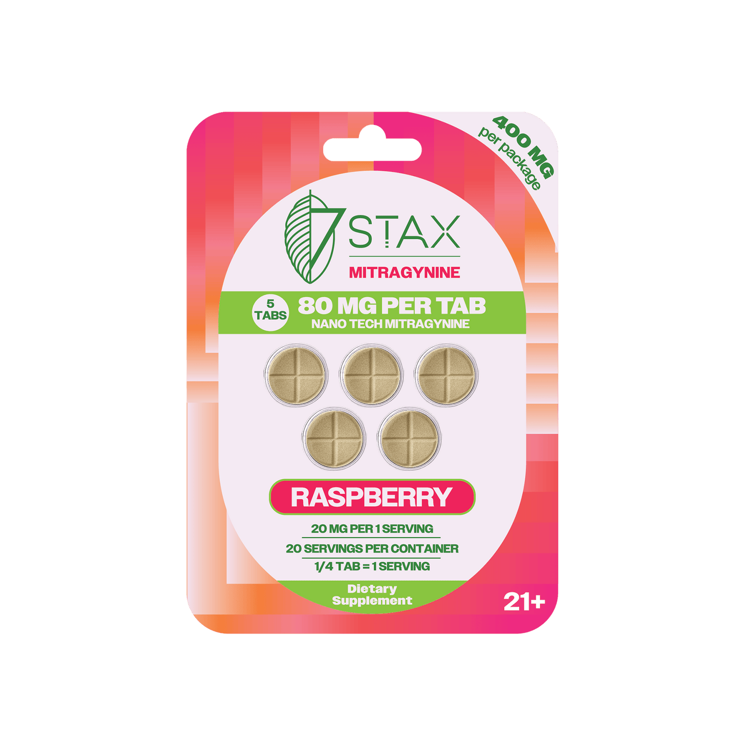 Nano Tech Mitragynine Tablets (400mg - 5 Count) - Raspberry - 7Stax