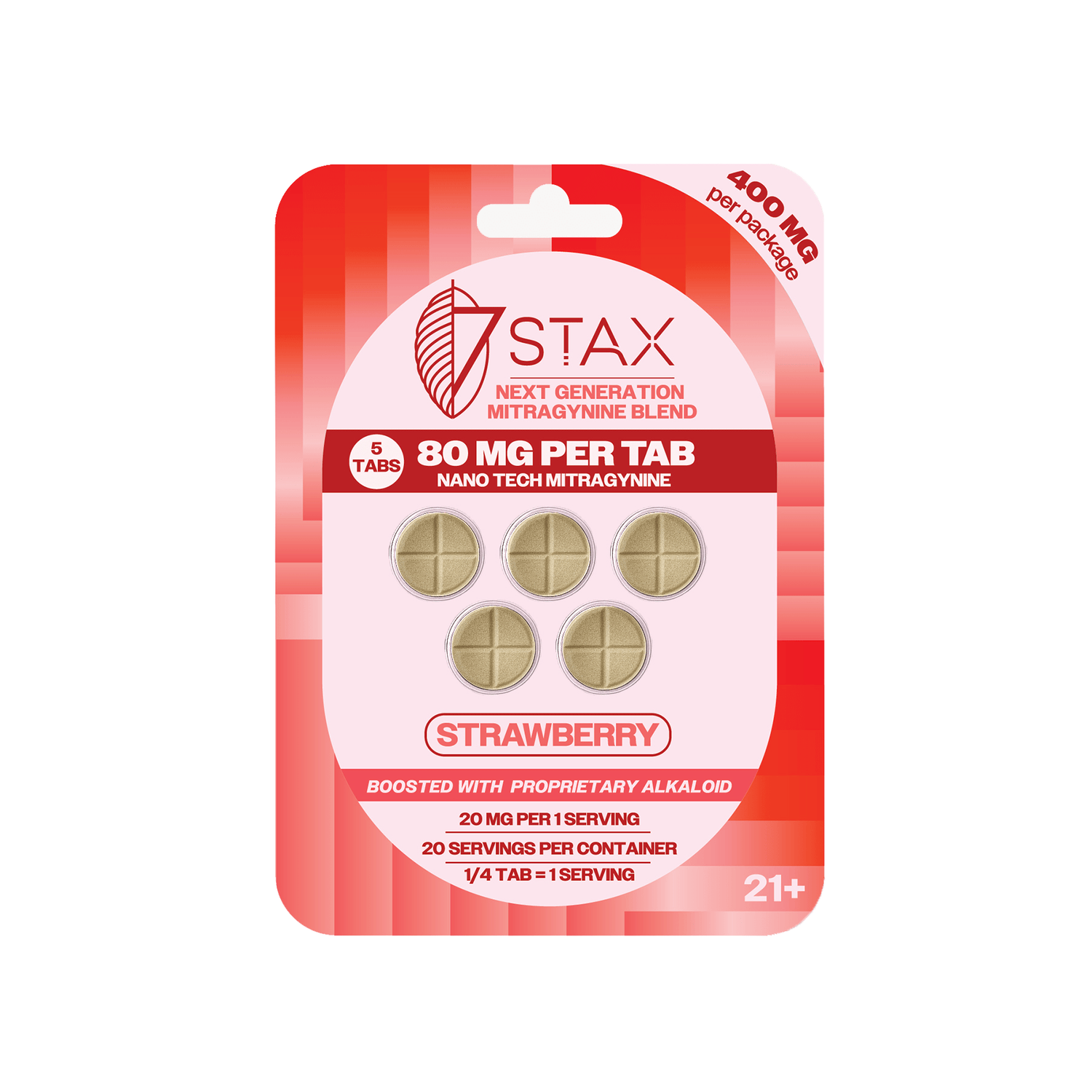 Nano Tech Mitragynine Tablets (400mg - 5 Count) - Strawberry - 7Stax