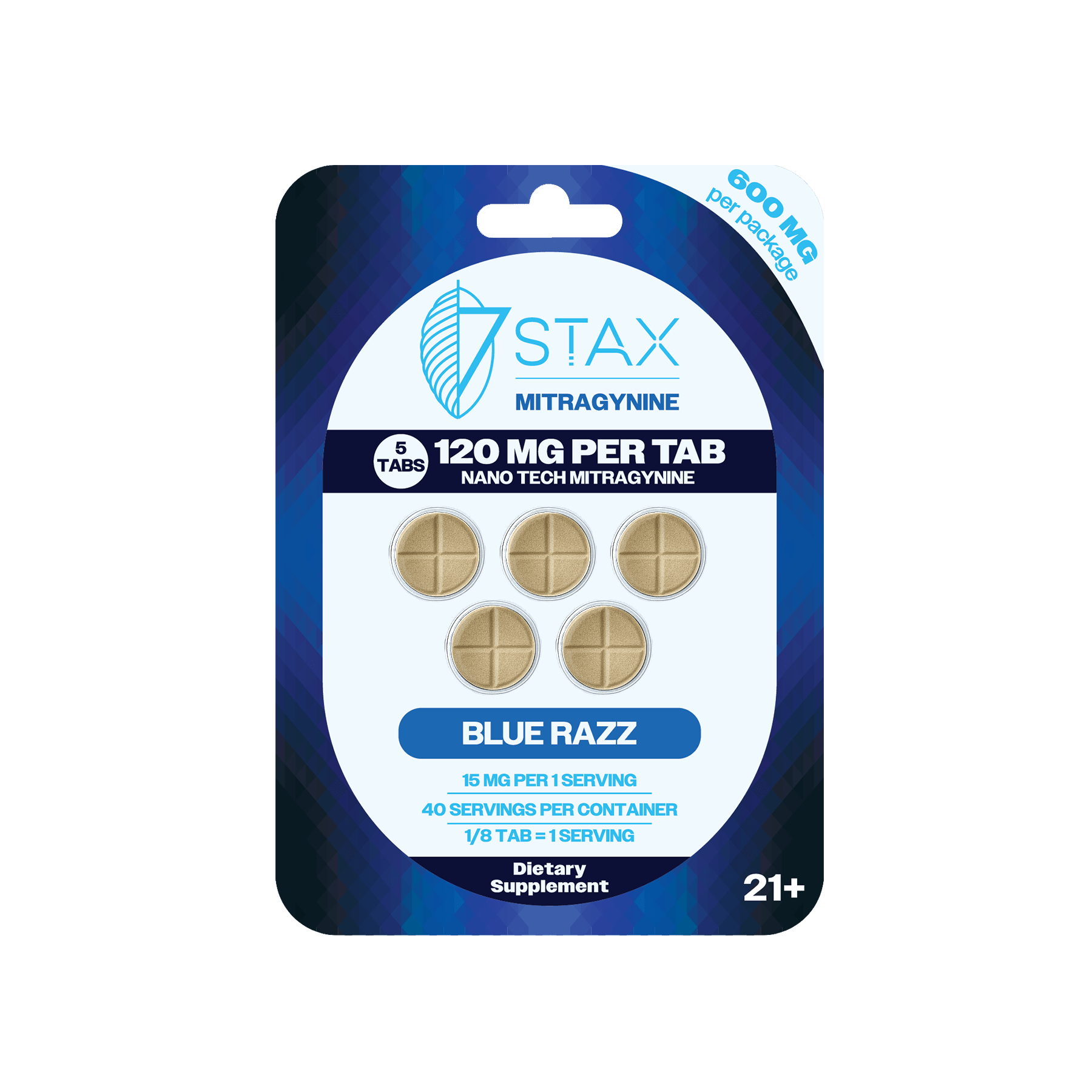 Nano Tech Mitragynine Tablets (600mg - 5 Count) - Blue Razz - 7Stax