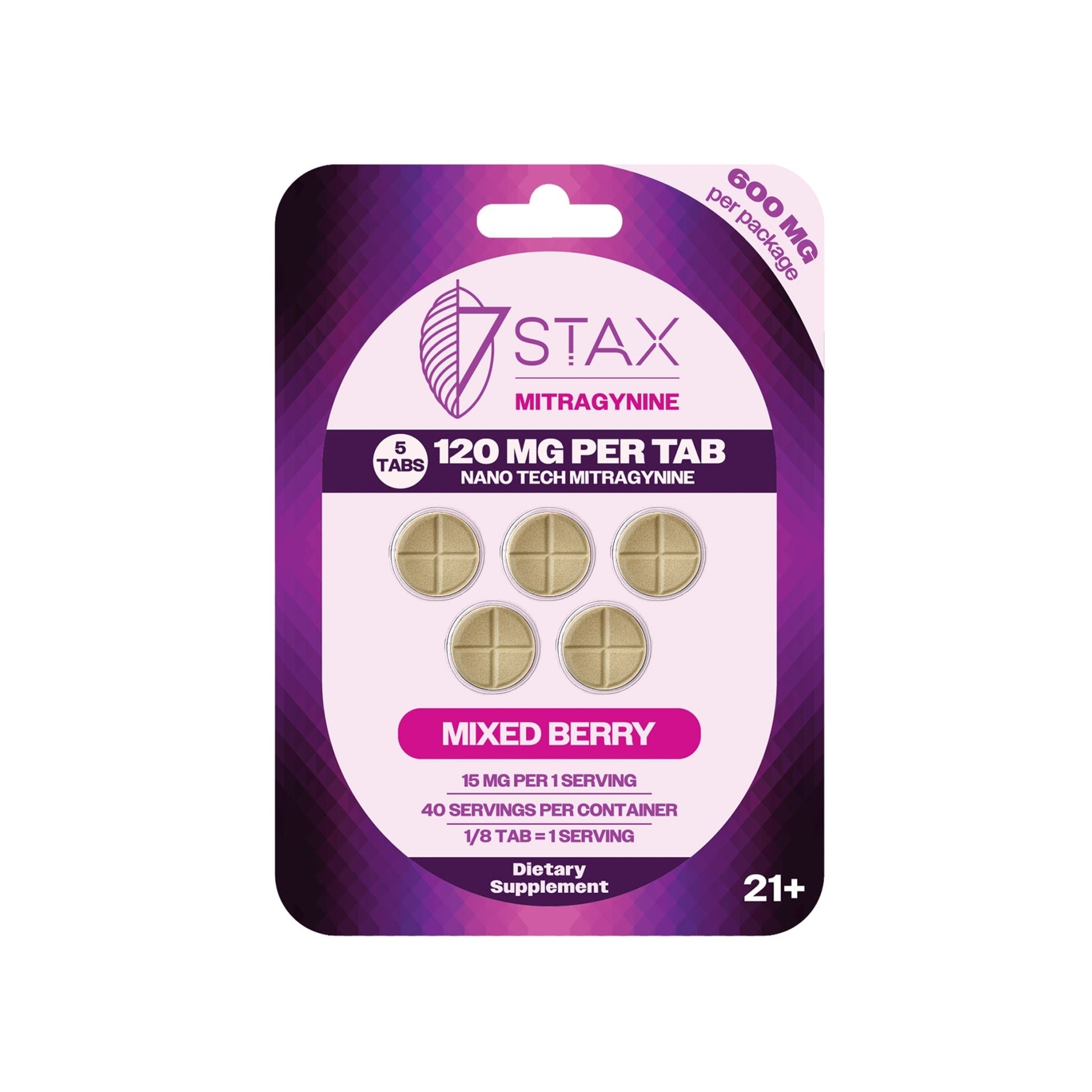 Nano Tech Mitragynine Tablets (600mg - 5 Count) - Mixed Berry - 7Stax