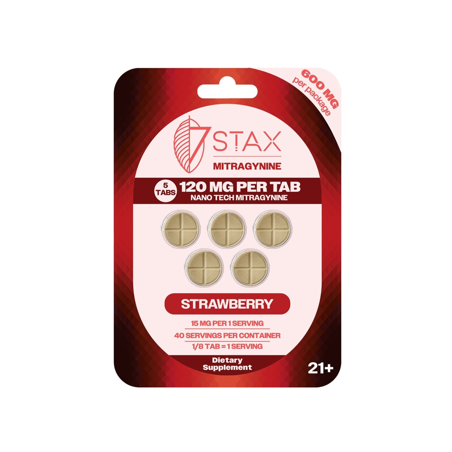 Nano Tech Mitragynine Tablets (600mg - 5 Count) - Strawberry - 7Stax