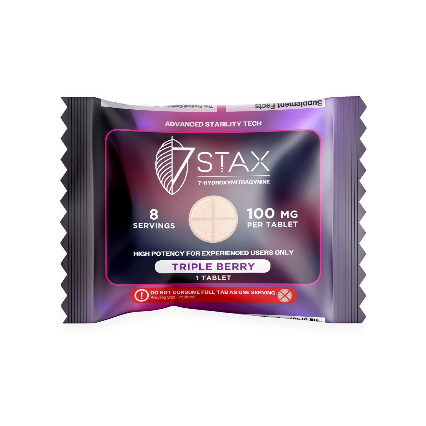 Premium 7 - OH Kratom Alkaloid Tablets (100mg - 1 Count) - Triple Berry - 7Stax