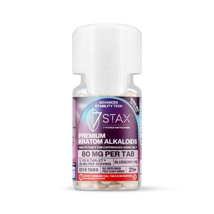 Premium 7 - OH Kratom Alkaloid Tablets (1200mg - 15 Count) - Blueberry Pie - 7Stax