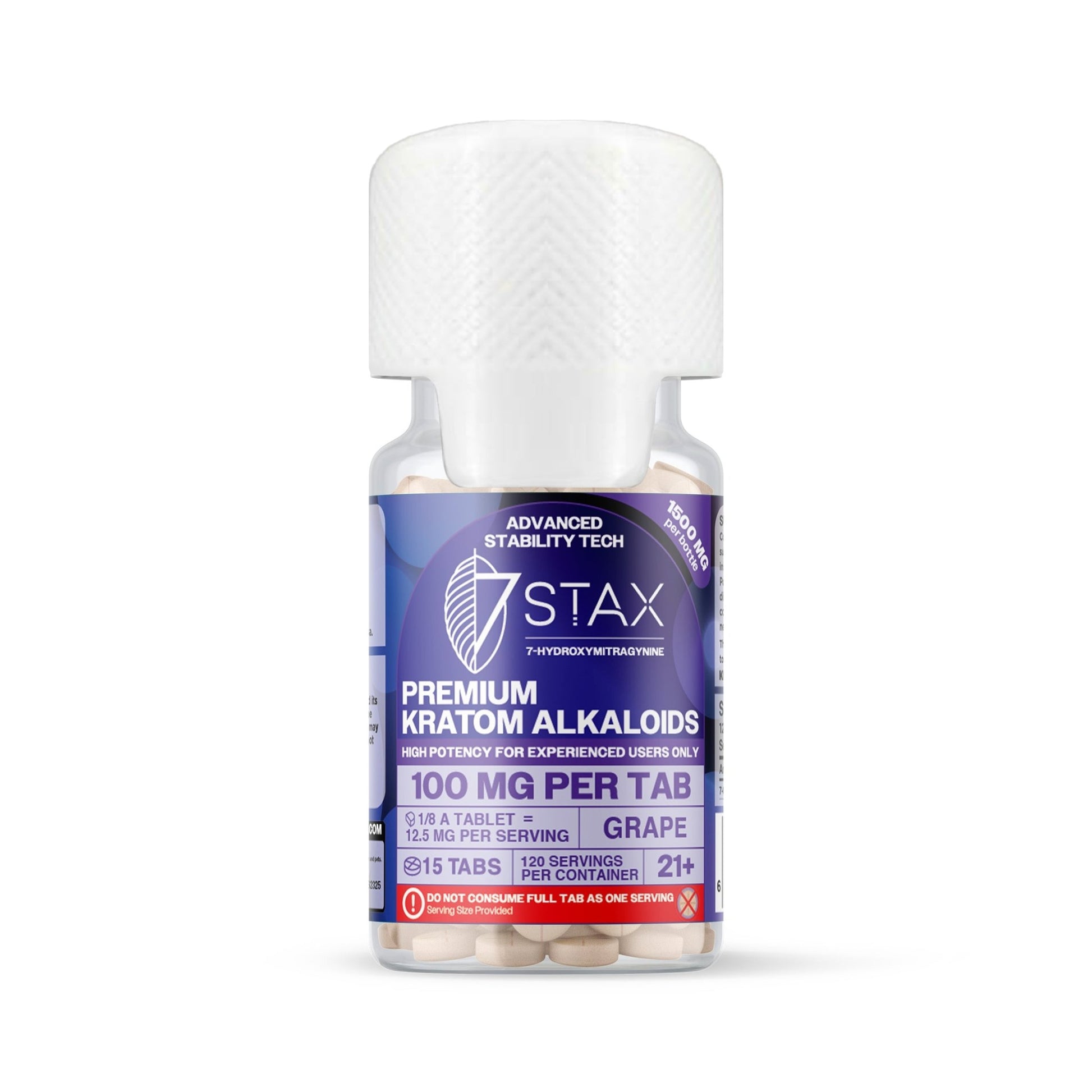 Premium 7 - OH Kratom Alkaloid Tablets (1500mg - 15 Count) - Grape - 7Stax