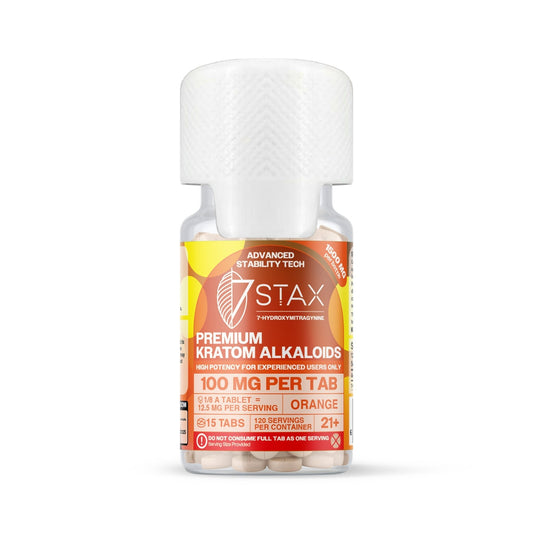 Premium 7 - OH Kratom Alkaloid Tablets (1500mg - 15 Count) - Orange - 7Stax