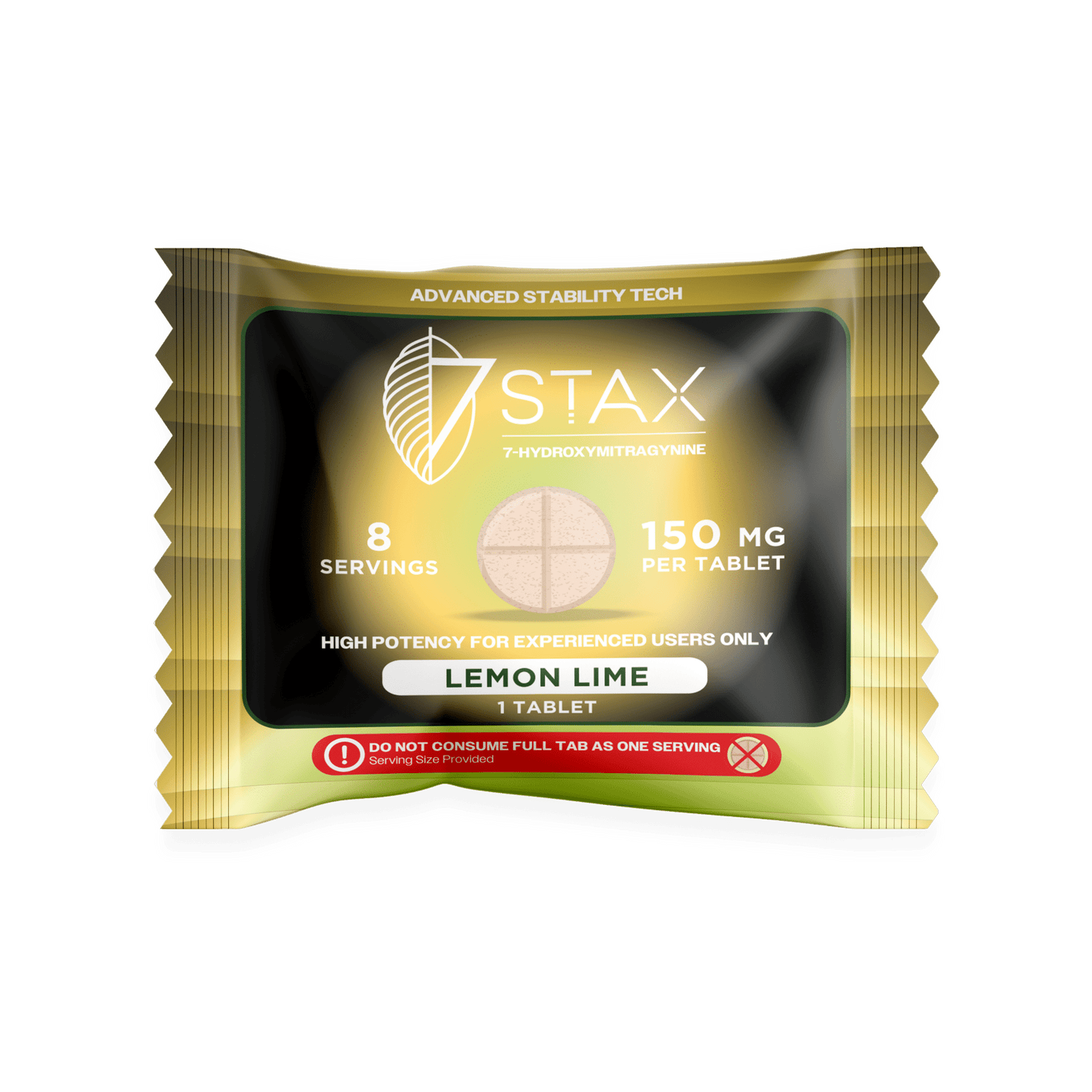 Premium 7-OH Kratom Alkaloid Tablets (150mg - 1 Count) - Lemon Lime - 7Stax
