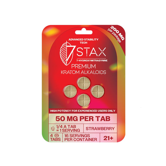 Premium 7 - OH Kratom Alkaloid Tablets (200mg - 4 Count) - Strawberry - 7Stax