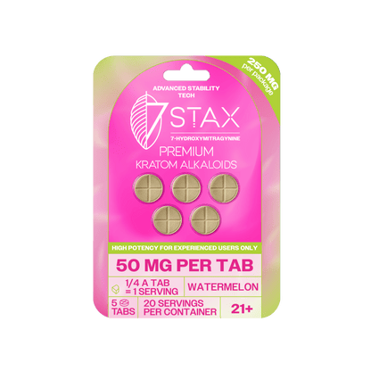 Premium 7 - OH Kratom Alkaloid Tablets (250mg - 5 Count) - Watermelon - 7Stax