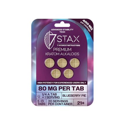 Premium 7 - OH Kratom Alkaloid Tablets (400mg - 5 Count) - Blueberry Pie - 7Stax