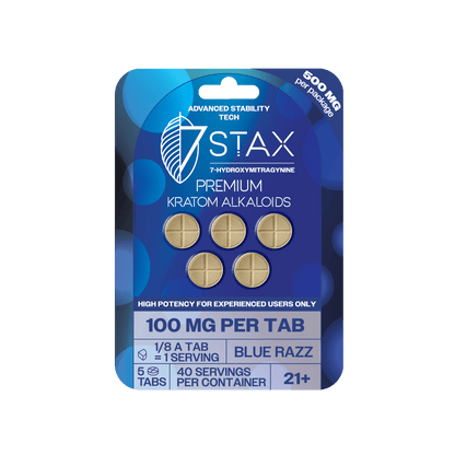 Premium 7 - OH Kratom Alkaloid Tablets (500mg - 5 Count) - Blue Razz - 7Stax