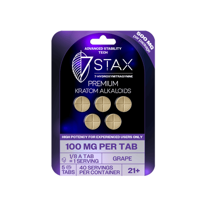 Premium 7 - OH Kratom Alkaloid Tablets (500mg - 5 Count) - Grape - 7Stax