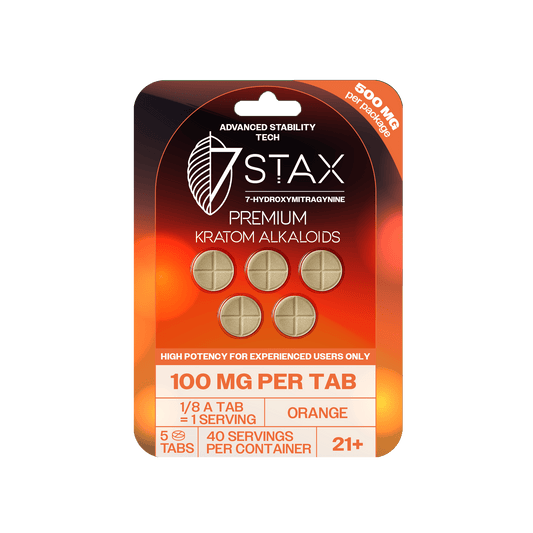 Premium 7 - OH Kratom Alkaloid Tablets (500mg - 5 Count) - Orange - 7Stax